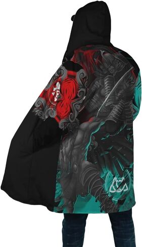 YYDSR Winter Mens Hooded Cloak Norse Mythology Viking Tattoo 3D Printing Fleece Wind Breaker(US Size) in Saudi Arabia