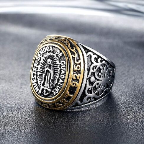 SAINTHERO Jewelry Men's Blessed Mother Mary - Our Lady of Guadalupe Stainless Steel Ring Size 7-12 in Saudi Arabia
