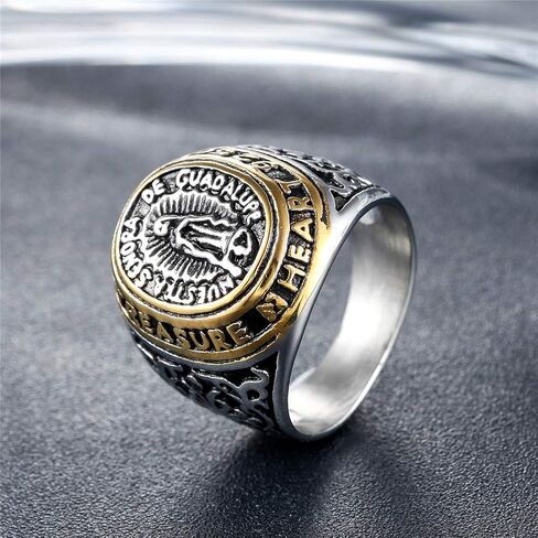SAINTHERO Jewelry Men's Blessed Mother Mary - Our Lady of Guadalupe Stainless Steel Ring Size 7-12 in Saudi Arabia