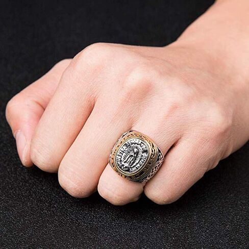SAINTHERO Jewelry Men's Blessed Mother Mary - Our Lady of Guadalupe Stainless Steel Ring Size 7-12 in Saudi Arabia