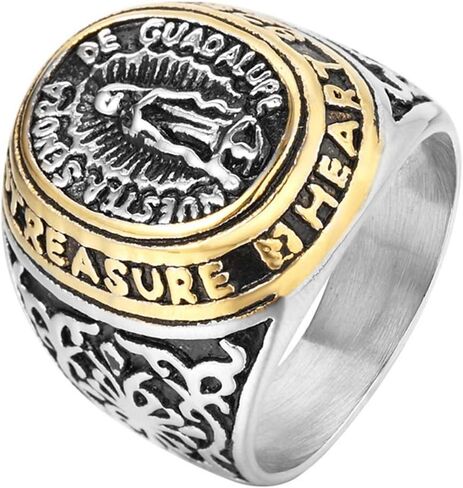 SAINTHERO Jewelry Men's Blessed Mother Mary - Our Lady of Guadalupe Stainless Steel Ring Size 7-12 in Saudi Arabia