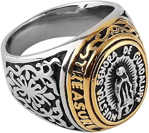 SAINTHERO Jewelry Men's Blessed Mother Mary - Our Lady of Guadalupe Stainless Steel Ring Size 7-12 in Saudi Arabia