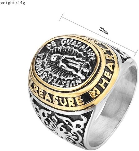 SAINTHERO Jewelry Men's Blessed Mother Mary - Our Lady of Guadalupe Stainless Steel Ring Size 7-12 in Saudi Arabia