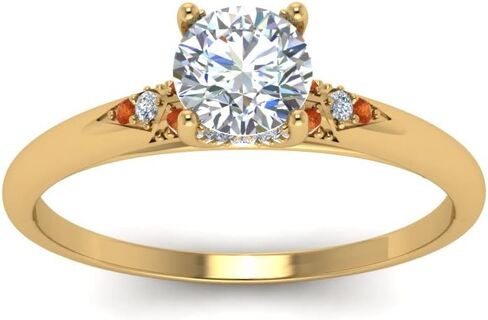 Choose Your Gemstone Petite Dome Engagement Ring Yellow Gold Plated Round Shape Petite Engagement Rings Gemstone Wedding Promise Gift Casual Wear Party Wear Daily Wear Office Wear US Size 4 to 12 in Kuwait