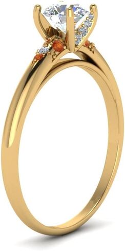 Choose Your Gemstone Petite Dome Engagement Ring Yellow Gold Plated Round Shape Petite Engagement Rings Gemstone Wedding Promise Gift Casual Wear Party Wear Daily Wear Office Wear US Size 4 to 12 in Kuwait