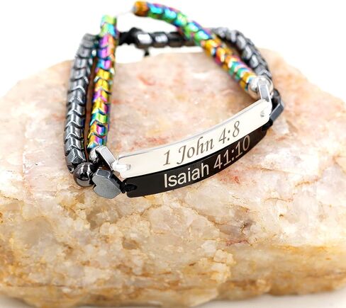 Unisex Handmade Personalized Name Bracelet 6mm Black Matte Onyx Hematite Beads Custom Braided Bracelet for Men Women Best Friends Birthday Graduation Gift Y1451 in Kuwait