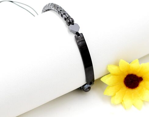 Unisex Handmade Personalized Name Bracelet 6mm Black Matte Onyx Hematite Beads Custom Braided Bracelet for Men Women Best Friends Birthday Graduation Gift Y1451 in Kuwait