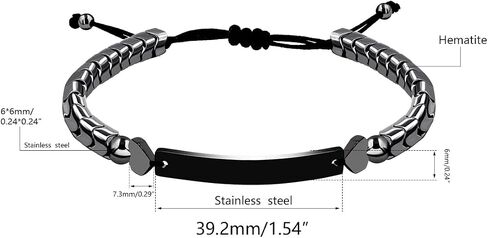 Unisex Handmade Personalized Name Bracelet 6mm Black Matte Onyx Hematite Beads Custom Braided Bracelet for Men Women Best Friends Birthday Graduation Gift Y1451 in Kuwait