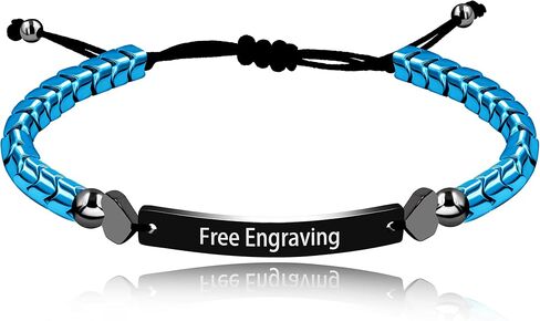 Unisex Handmade Personalized Name Bracelet 6mm Black Matte Onyx Hematite Beads Custom Braided Bracelet for Men Women Best Friends Birthday Graduation Gift Y1451 in Kuwait