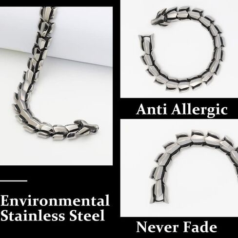 WFYOU Viking Vintage Punk Bracelet for Men Stainless Steel Dragon Link Chain Bracelet Fashion Jewelry Hippop Street Culture in Kuwait