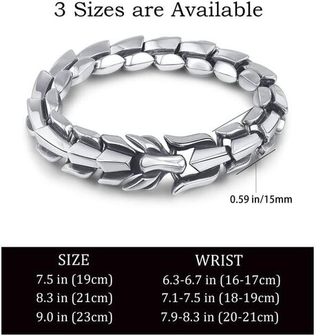 WFYOU Viking Vintage Punk Bracelet for Men Stainless Steel Dragon Link Chain Bracelet Fashion Jewelry Hippop Street Culture in Kuwait