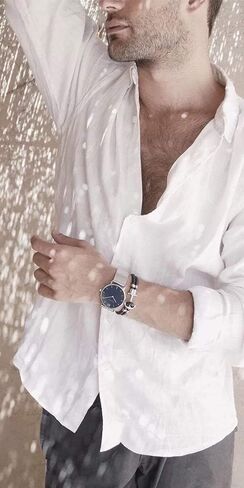 JEKAOYI Mens Casual Long Sleeve Cotton Linen Shirts Buttons Down Solid Plain Roll-Up Sleeve Summer Beach Shirts in Saudi Arabia