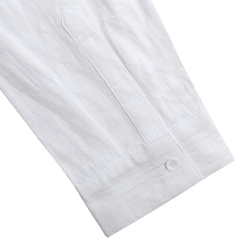 JEKAOYI Mens Casual Long Sleeve Cotton Linen Shirts Buttons Down Solid Plain Roll-Up Sleeve Summer Beach Shirts in Saudi Arabia