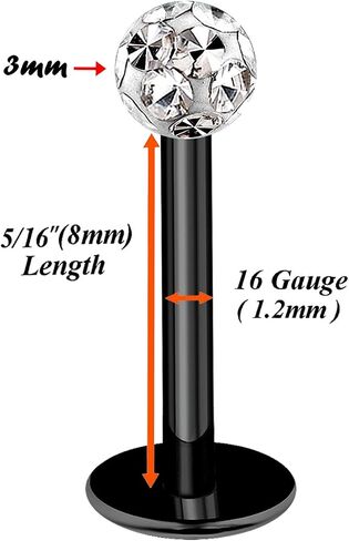 bodyjewellery 2pcs 16g labret Studs Black Titanium G23 Rings Cartilage Spider Bites Lip Monroe Tragus Stud Conch Studs Helix B2ICB in Saudi Arabia