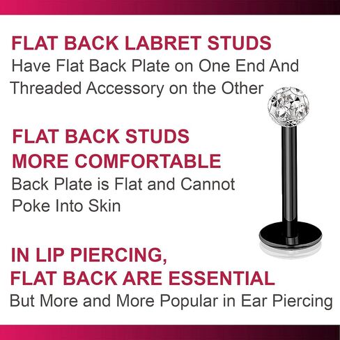 bodyjewellery 2pcs 16g labret Studs Black Titanium G23 Rings Cartilage Spider Bites Lip Monroe Tragus Stud Conch Studs Helix B2ICB in Saudi Arabia