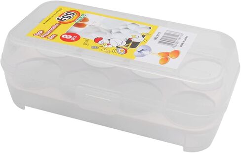 DOITOOL 8 Grid Egg Holder for Refrigerator, Refrigerator Crisper Egg Protection Box with Lid, Stackable Plastic Eggs Carrier Container for Camping Picnic ( White ) in Saudi Arabia