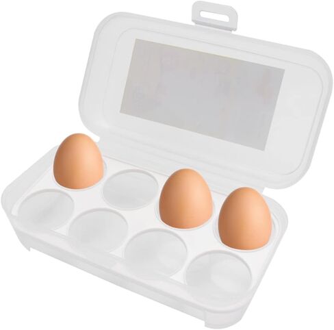 DOITOOL 8 Grid Egg Holder for Refrigerator, Refrigerator Crisper Egg Protection Box with Lid, Stackable Plastic Eggs Carrier Container for Camping Picnic ( White ) in Saudi Arabia