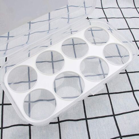 DOITOOL 8 Grid Egg Holder for Refrigerator, Refrigerator Crisper Egg Protection Box with Lid, Stackable Plastic Eggs Carrier Container for Camping Picnic ( White ) in Saudi Arabia