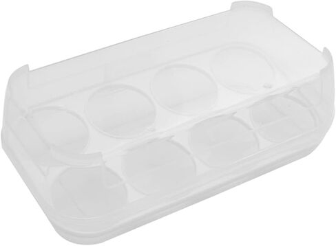 DOITOOL 8 Grid Egg Holder for Refrigerator, Refrigerator Crisper Egg Protection Box with Lid, Stackable Plastic Eggs Carrier Container for Camping Picnic ( White ) in Saudi Arabia