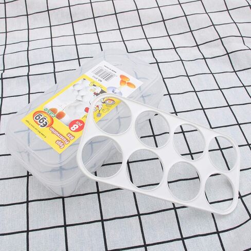 DOITOOL 8 Grid Egg Holder for Refrigerator, Refrigerator Crisper Egg Protection Box with Lid, Stackable Plastic Eggs Carrier Container for Camping Picnic ( White ) in Saudi Arabia