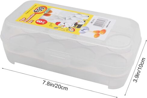 DOITOOL 8 Grid Egg Holder for Refrigerator, Refrigerator Crisper Egg Protection Box with Lid, Stackable Plastic Eggs Carrier Container for Camping Picnic ( White ) in Saudi Arabia