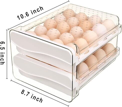 Egg Holder for Refrigerator Egg Storage Container Clear Plastic Fridge Egg Organizer with 2 Drawers 40 Grid in Saudi Arabia