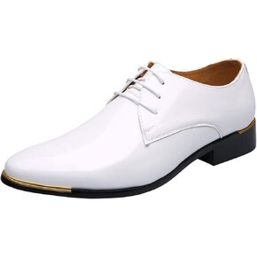 Dress Shoes Men Classic Pointed-Toe Patent Leather Lace-up Formal Oxford Shoes Black Brown Red Grey in Kuwait