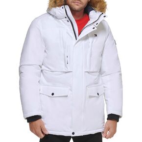 Tommy Hilfiger Men's Heavyweight Midlength Hooded Parka, White, XX-Large in Saudi Arabia