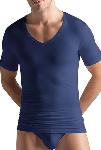 HANRO Men's Cotton Superior V-Neck Shirt in Kuwait
