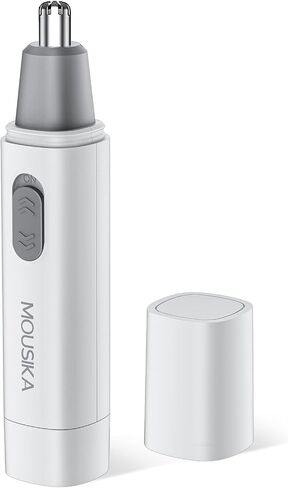 MOUSIKA Ear Nose Hair Trimmer Clipper Painless Eyebrow Facial Hair Removal for Men and Women Waterproof Dual Edge Blades Battery Operated Electric Groomer (White) in Saudi Arabia