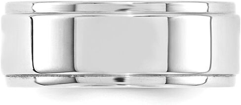 Solid 14k White Gold 8mm Men's Flat with Step Edge Plain Classic Wedding Band Ring in Kuwait