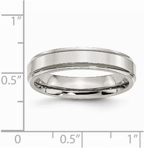 Solid Stainless Steel Ridged-Edge 5mm Plain Classic Wedding Band Ring in Kuwait