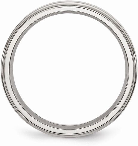 Solid Stainless Steel Ridged-Edge 5mm Plain Classic Wedding Band Ring in Kuwait