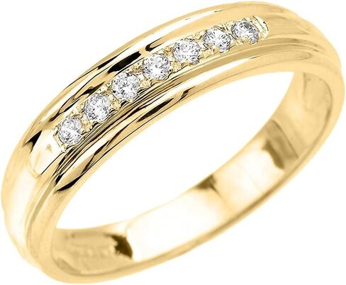 10k Yellow Gold 1/5 CTTW Men's & Women's Diamond Wedding Band (K-M Color, I1-I2 Clarity) in Kuwait