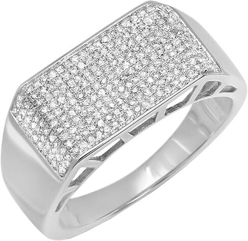 مجموعة Dazzlingrock 0.83 قيراط (ctw) خاتم زفاف للرجال من الألماس الدائري 3/4 قيراط، فضة إسترلينية in Kuwait