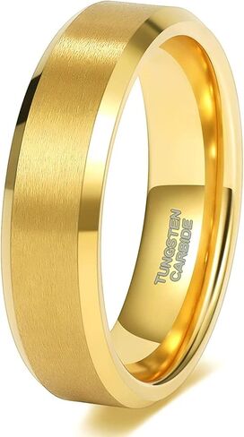 SHINYSO 24K الذهب خواتم كربيد التنغستن 4 مللي متر 6 مللي متر 8 مللي متر حواف مشطوفة خاتم الزواج ماتي النهاية للرجال النساء حجم 5-13 in Saudi Arabia
