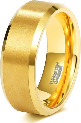 SHINYSO 24K الذهب خواتم كربيد التنغستن 4 مللي متر 6 مللي متر 8 مللي متر حواف مشطوفة خاتم الزواج ماتي النهاية للرجال النساء حجم 5-13 in Saudi Arabia