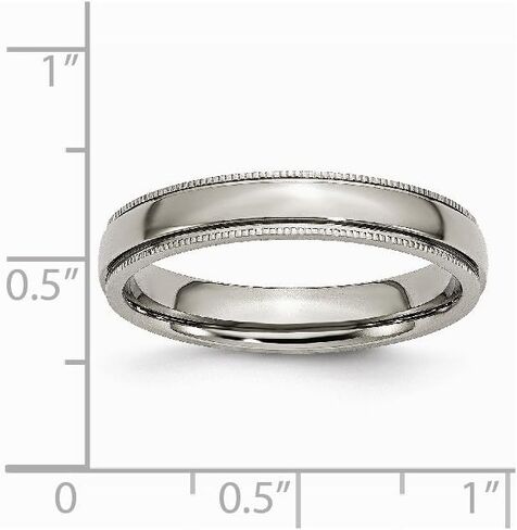 Solid Titanium Grooved and Beaded Edge 4mm Plain Classic Wedding Band Ring Comfort-Fit in Saudi Arabia