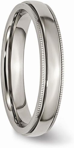 Solid Titanium Grooved and Beaded Edge 4mm Plain Classic Wedding Band Ring Comfort-Fit in Saudi Arabia