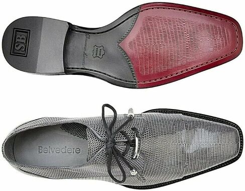 Belvedere Karmelo Gray Lizard Cap-Toe Casual Dress Shoes in Kuwait