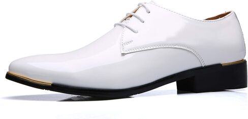 Dress Shoes Men Classic Pointed-Toe Patent Leather Lace-up Formal Oxford Shoes Black Brown Red Grey in Saudi Arabia