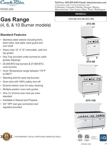 CookRite Commercial Natural Gas Range 24" 4 Burner Hotplates With Standard Oven - 124,000 BTU in Saudi Arabia