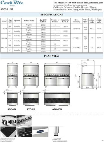 CookRite Commercial Natural Gas Range 24" 4 Burner Hotplates With Standard Oven - 124,000 BTU in Saudi Arabia