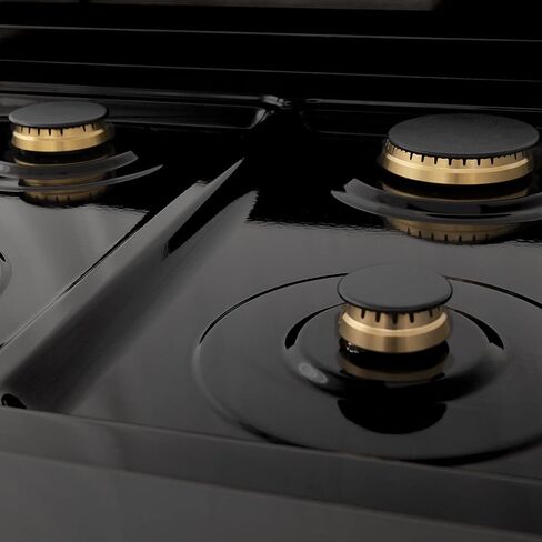 ZLINE Autograph Edition 36" 4.6 cu. ft. Dual Fuel Range with Gas Stove and Electric Oven in Black Stainless Steel with Champagne Bronze Accents (RABZ-36-CB) in Saudi Arabia