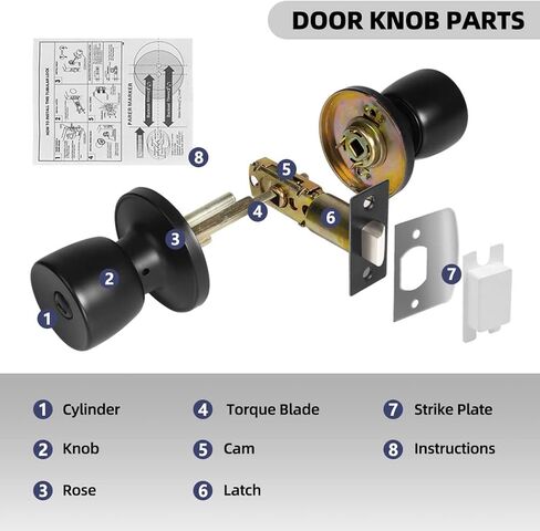 tanzfrosch 10 حزمة مقابض باب الخصوصية غير لامع أسود داخلي قفل الباب بدون مفتاح قفل دائري لغرفة النوم والحمام والمرآب والأجهزة والتعليمات المدرجة in Kuwait