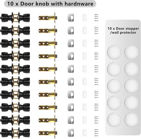 tanzfrosch 10 حزمة مقابض باب الخصوصية غير لامع أسود داخلي قفل الباب بدون مفتاح قفل دائري لغرفة النوم والحمام والمرآب والأجهزة والتعليمات المدرجة in Kuwait