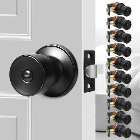 tanzfrosch 10 حزمة مقابض باب الخصوصية غير لامع أسود داخلي قفل الباب بدون مفتاح قفل دائري لغرفة النوم والحمام والمرآب والأجهزة والتعليمات المدرجة in Kuwait