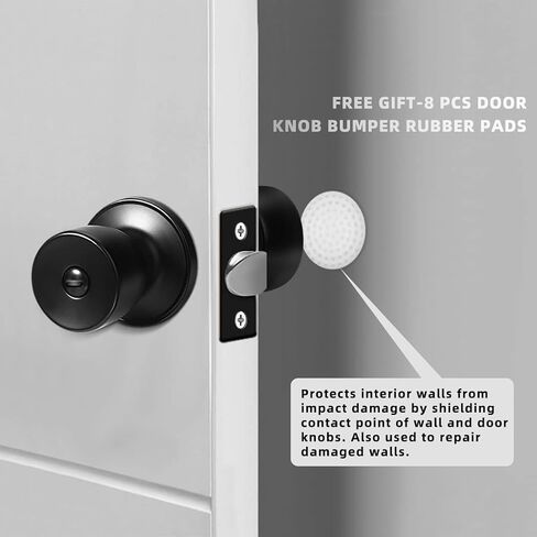 10 Pack Privacy Door Knobs Matte Black Interior Door Lock Keyless Round Lockset for Bedroom, Bathroom, Garage, Hardwares & Instruction Included in Saudi Arabia