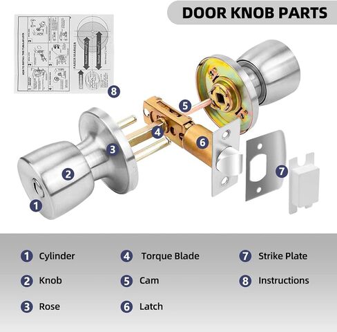 10 Pack Privacy Door Knobs Matte Black Interior Door Lock Keyless Round Lockset for Bedroom, Bathroom, Garage, Hardwares & Instruction Included in Saudi Arabia