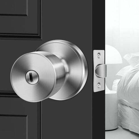 10 Pack Privacy Door Knobs Matte Black Interior Door Lock Keyless Round Lockset for Bedroom, Bathroom, Garage, Hardwares & Instruction Included in Saudi Arabia